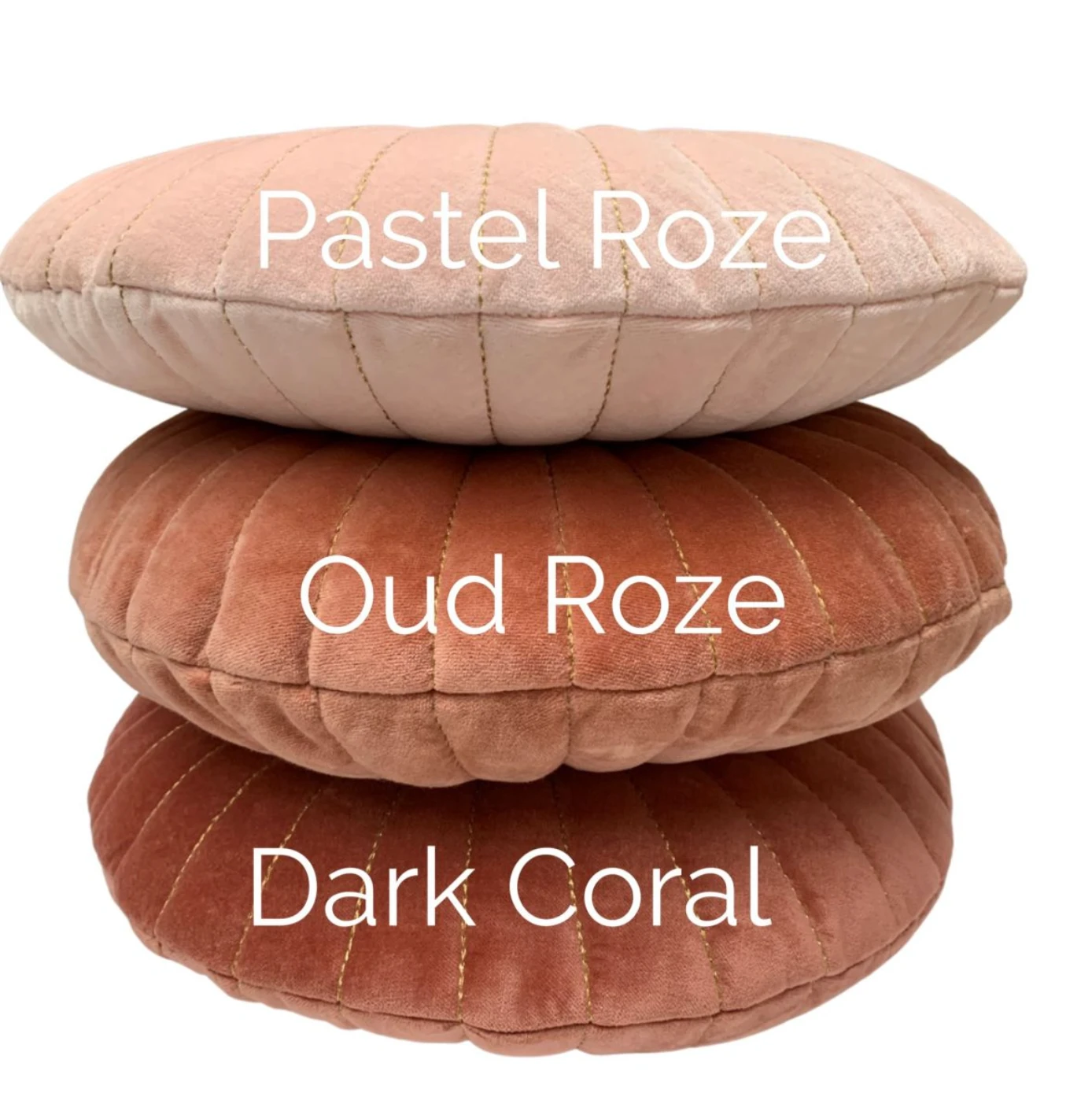 Kussen rond fluweel pastel roze in 2 maten by Rocaflor