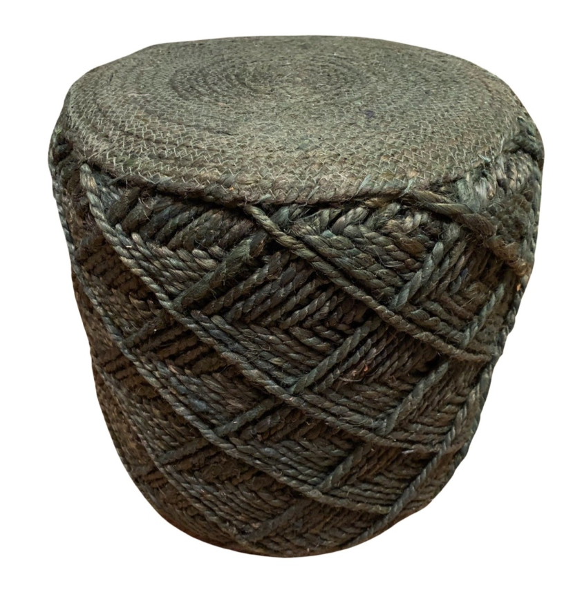 Poef BOHO jute forest green ø40 / hg 40 cm by Rocaflor