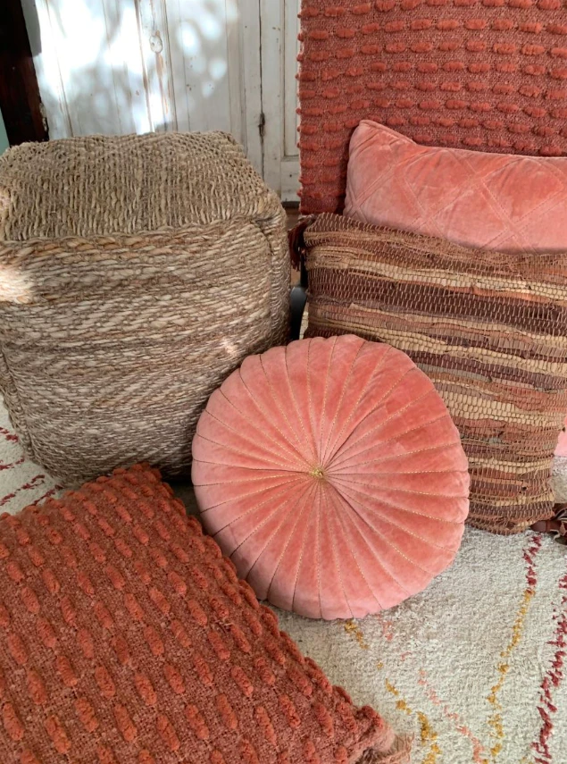 Poef Naturel Handgewoven Jute - 40x40 by Rocaflor