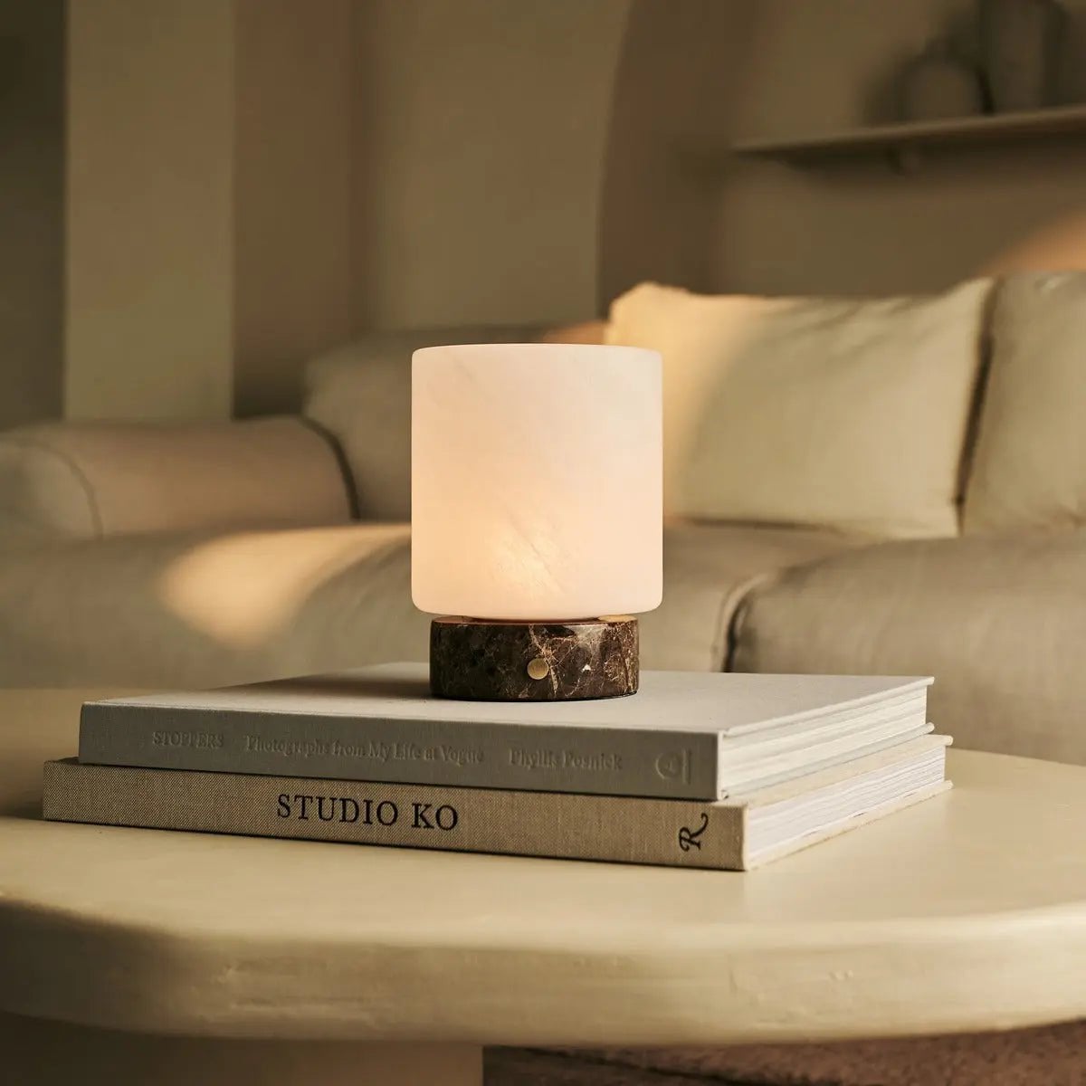 Tafellamp oplaadbaar Mauve Gierstbruin/emperador donker