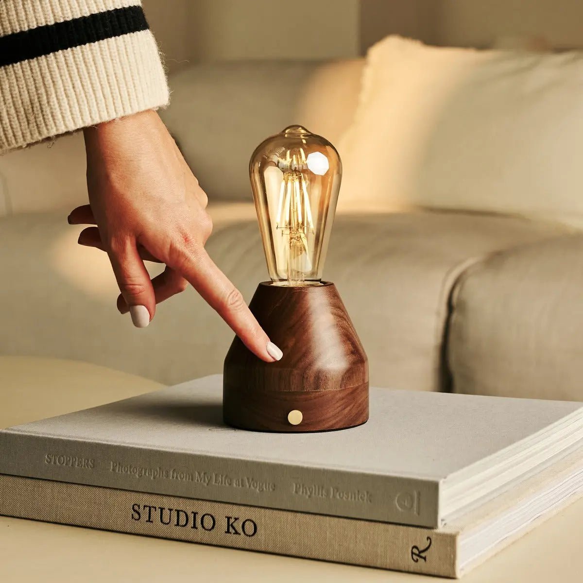 Tafellamp oplaadbaar Zavi Walnaut