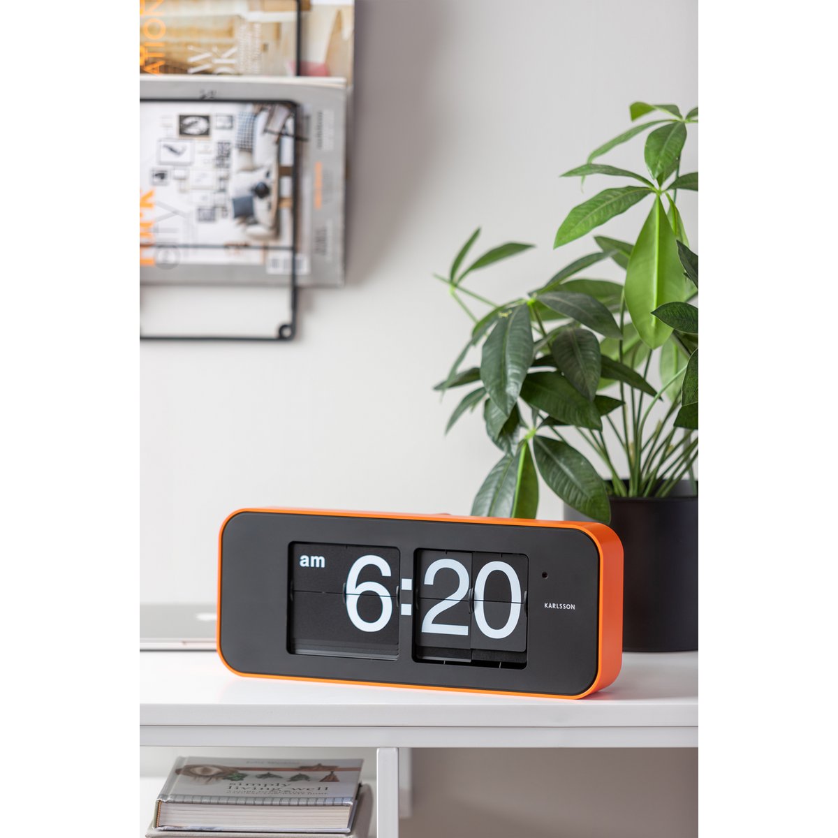 Wandklok Wide Flip Oranje