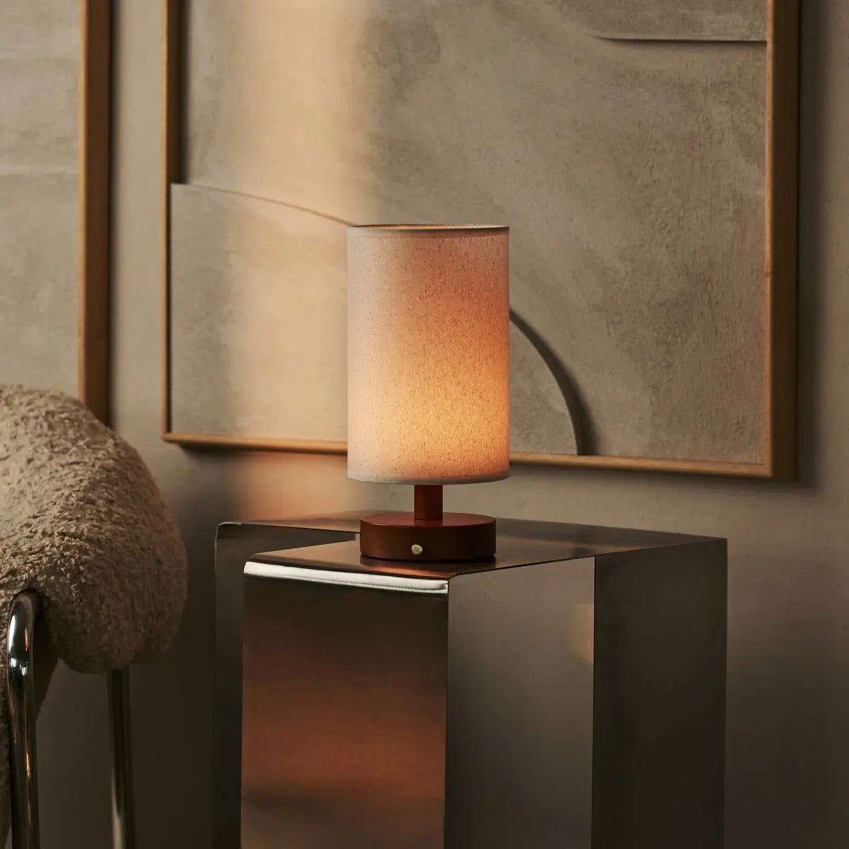 Tafellamp oplaadbaar Ben Kastanjebruine houten