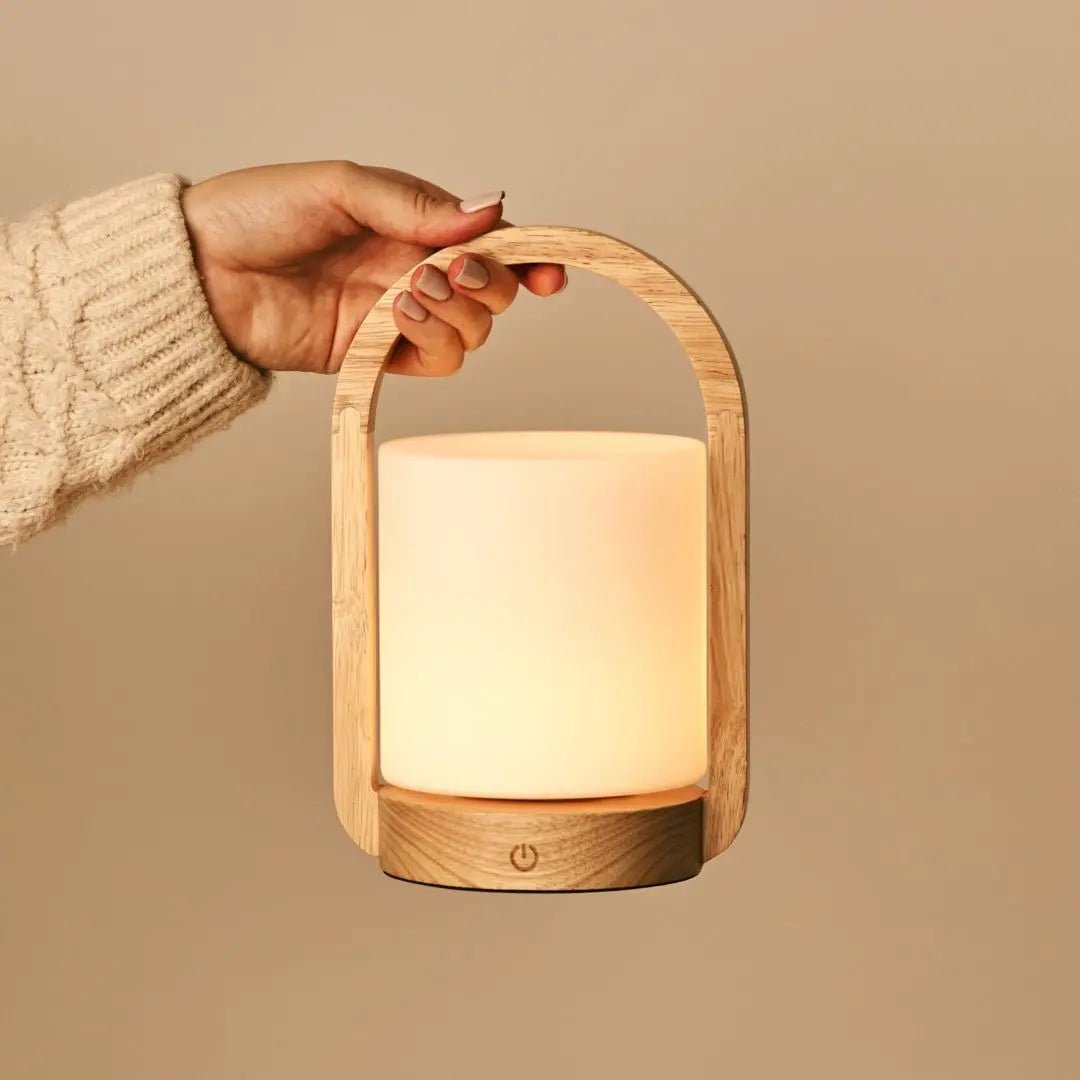 Tafellamp oplaadbaar George lichtbruin hout