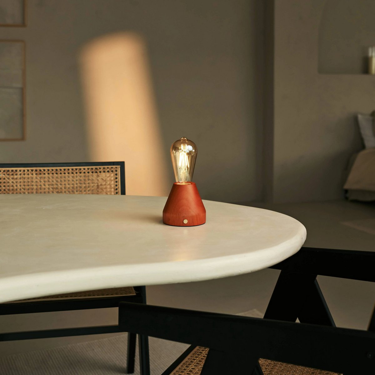 Tafellamp oplaadbaar Zavi kastanje bruin