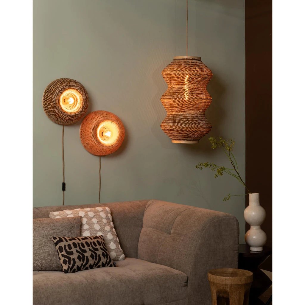 Wandlamp Barbados - Naturel/Bruin - Ø35cm by GOOD&MOJO