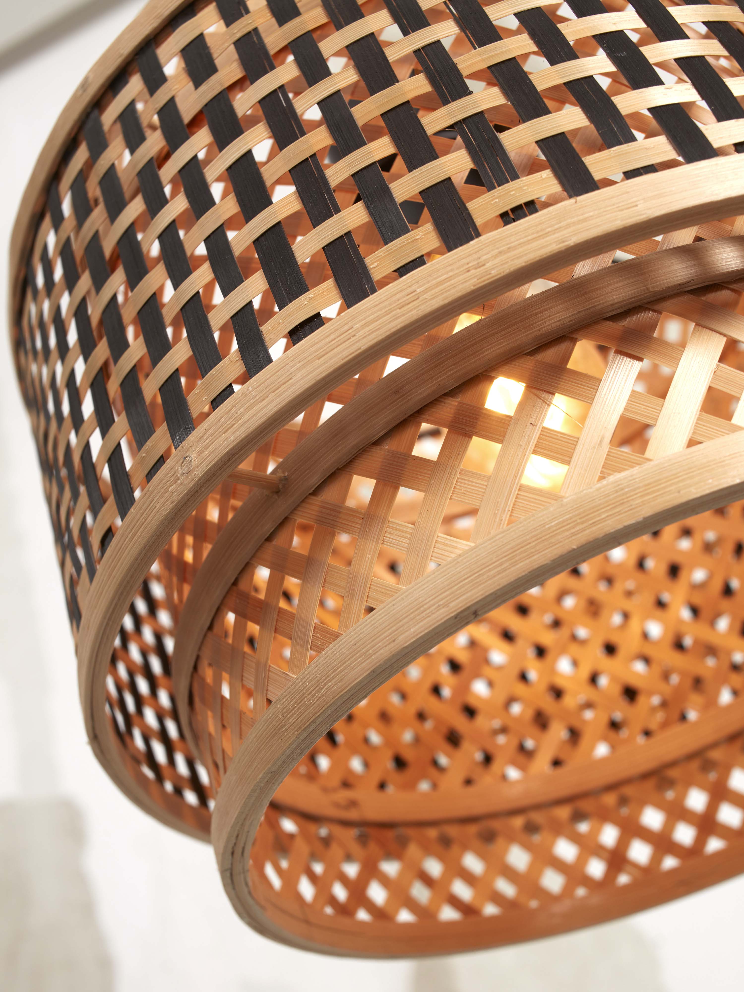 Hanglamp Bhutan - Bamboe/Zwart - Ø25cm - depauwwonen