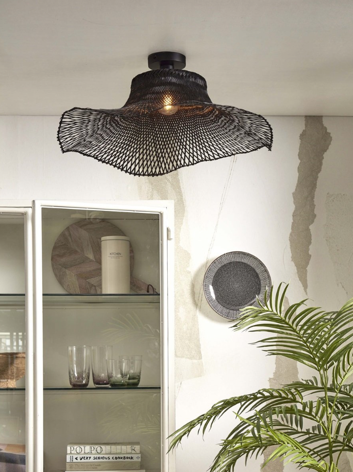 Plafondlamp Ibiza - Zwart Bamboe - 65x65x25cm - depauwwonen