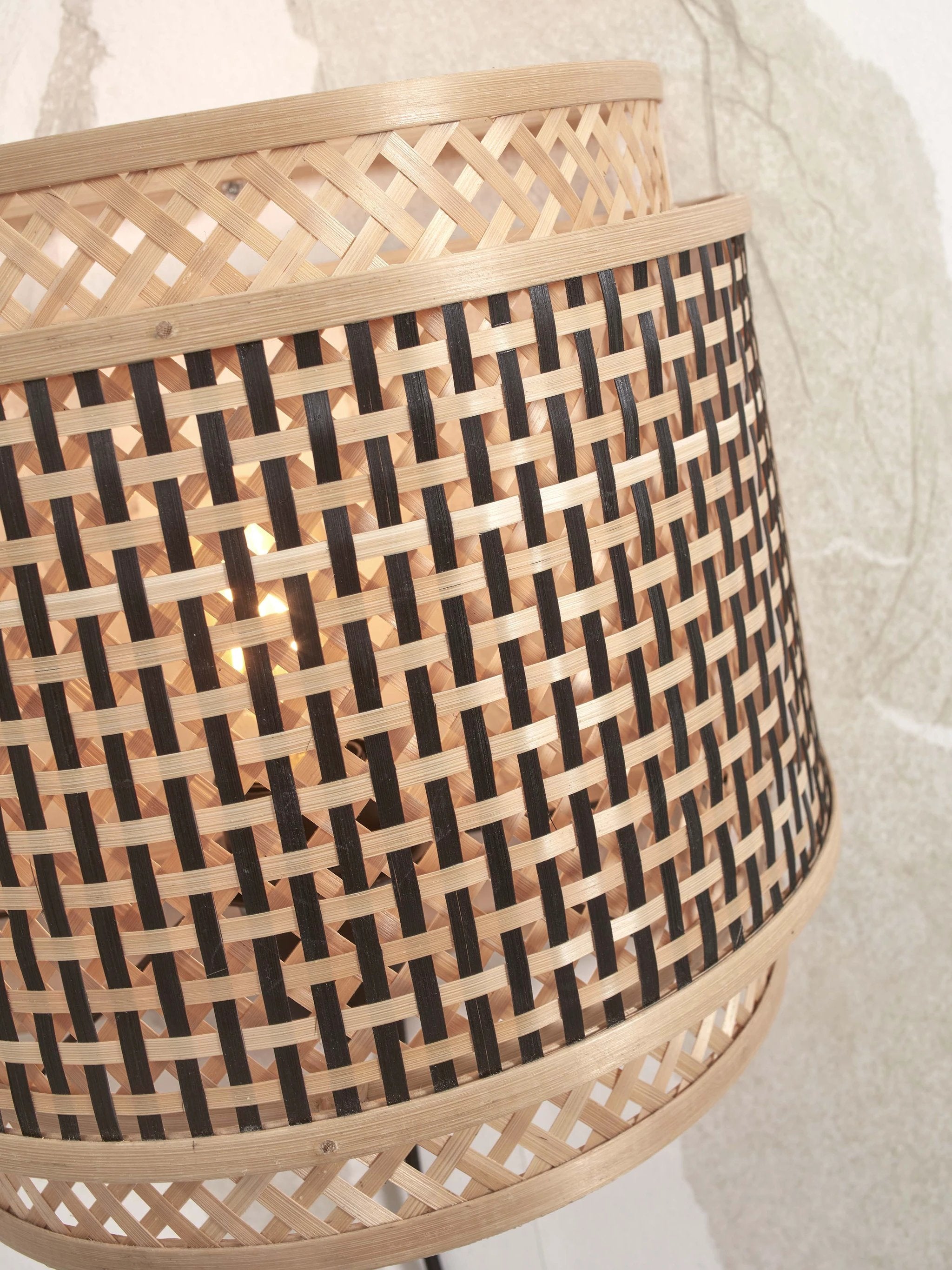 Wandlamp Bhutan - Bamboe/Zwart - 24x12x21cm by GOOD&MOJO