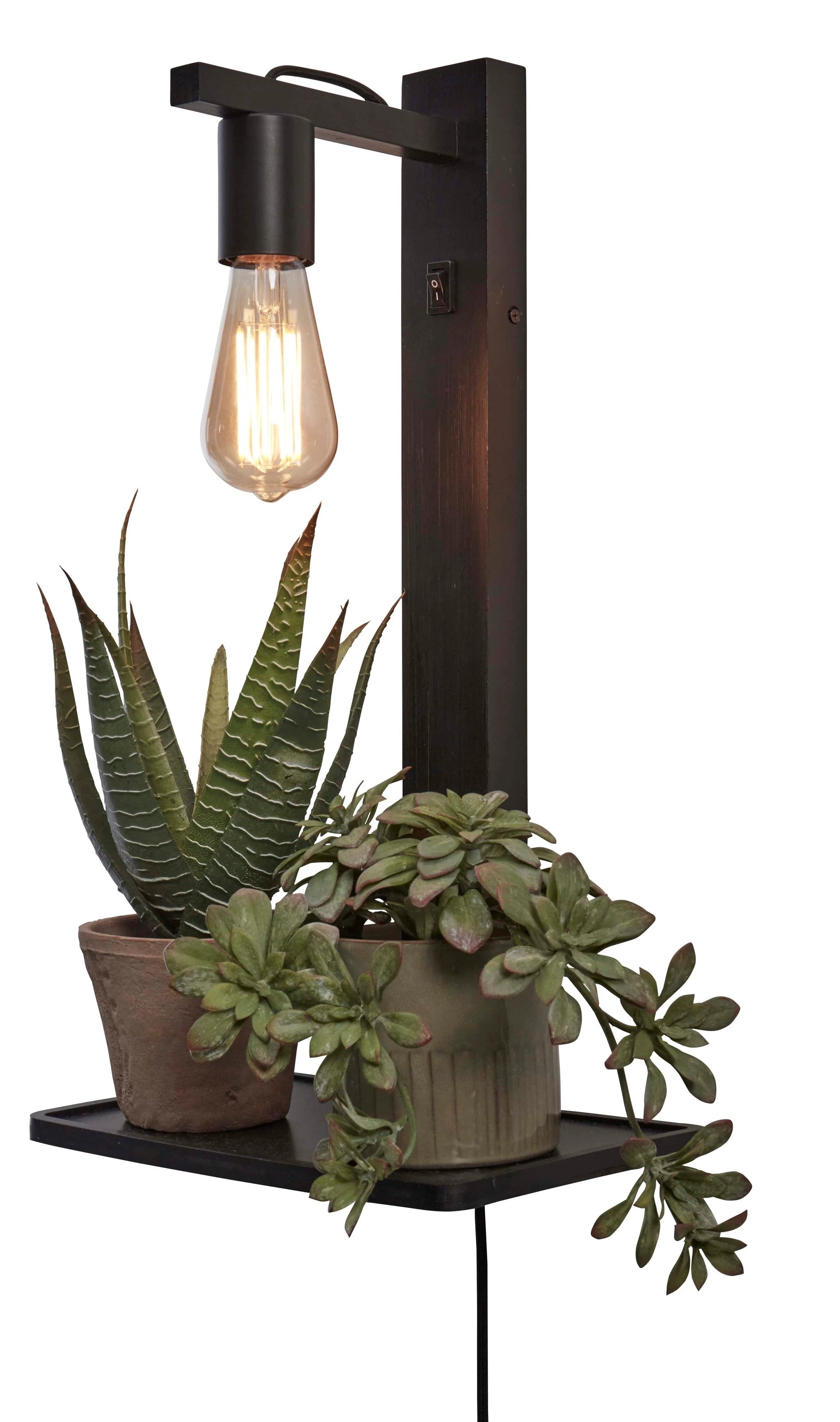 Wandlamp Flores - Bamboe Zwart - 30x18x52cm by GOOD&MOJO
