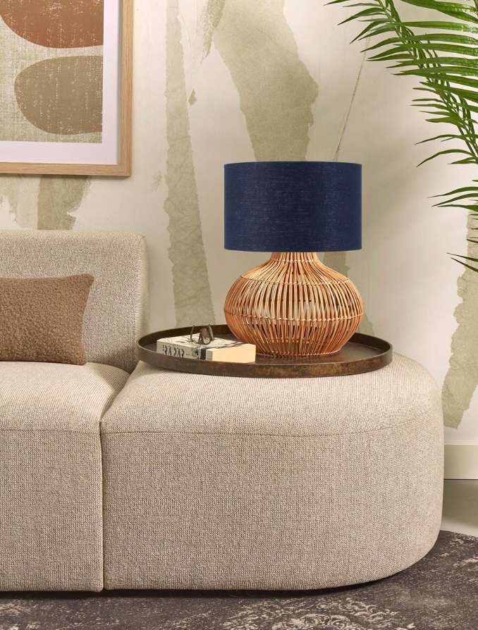 Tafellamp Kalahari - Denim/Rotan - Ø32cm - depauwwonen