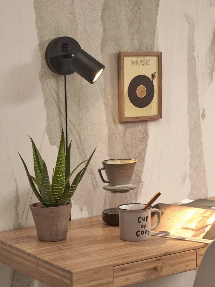 Wandlamp Java - Bamboe Zwart - Ø12cm by GOOD&MOJO