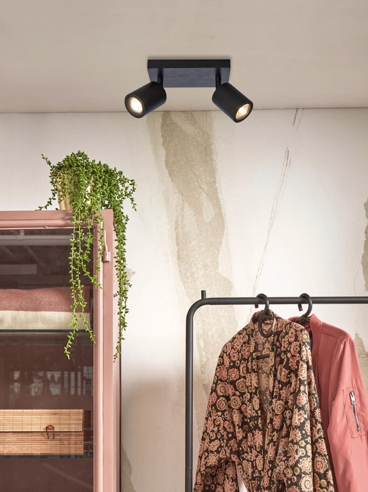 Plafonniere Java - Bamboe Zwart - 22x12x13cm by GOOD&MOJO