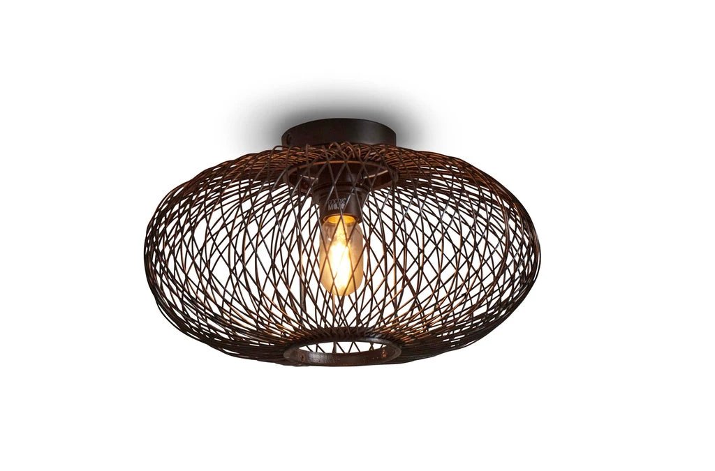 Plafondlamp Cango Bamboe Ellips zwart - S by GOOD&MOJO