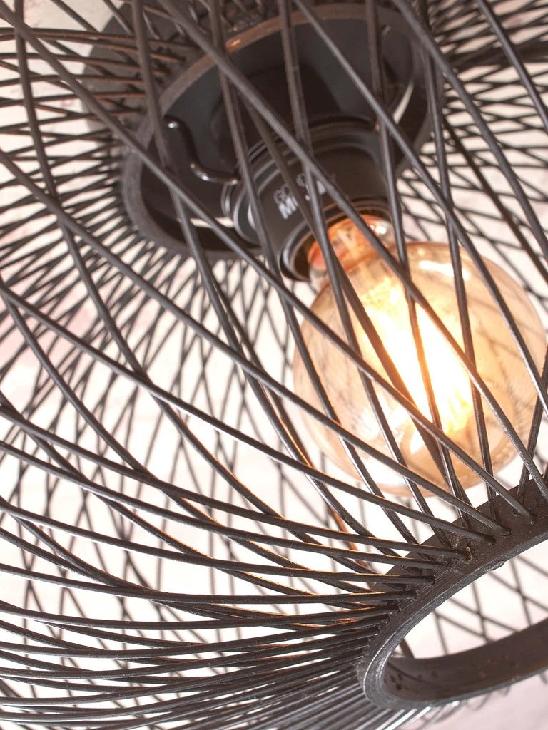 Plafondlamp Cango Bamboe Ellips zwart - S by GOOD&MOJO