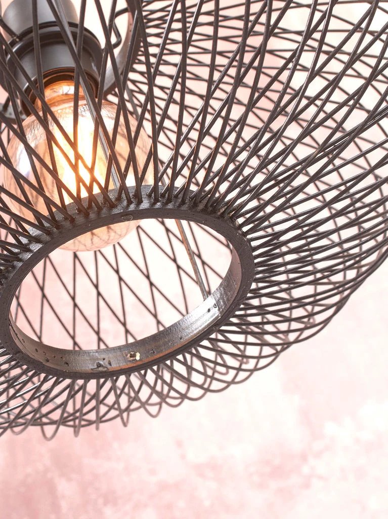 Plafondlamp Cango Bamboe Ellips zwart - S by GOOD&MOJO