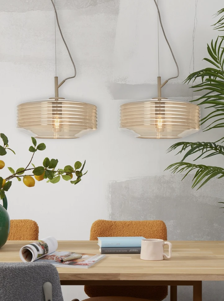 Hanglamp glas Verona geribbeld, amber by it's about RoMi