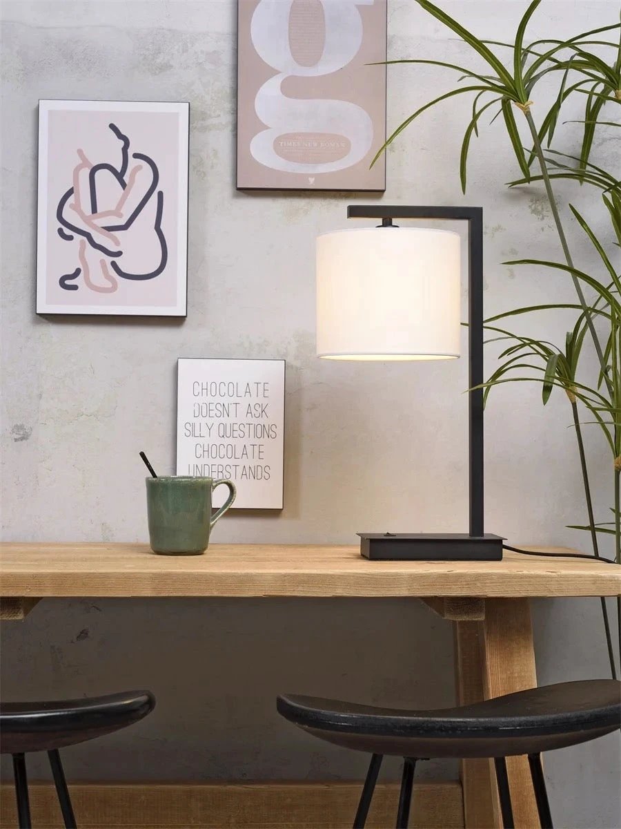Tafellamp Boston - Zwart/Wit - 18x18x44cm by it's about RoMi