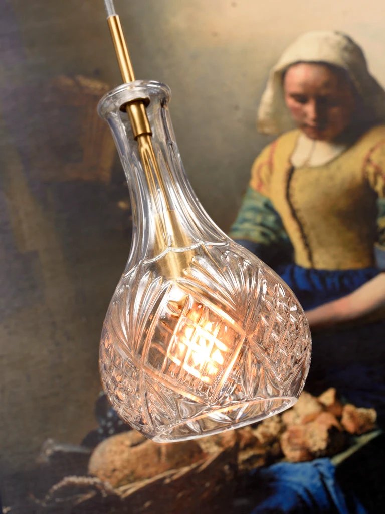 Hanglamp glas Brussel transparant/goud druppel by it's about RoMi