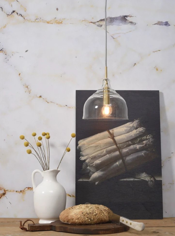 Hanglamp glas Brussel transparant/goud rond by it's about RoMi