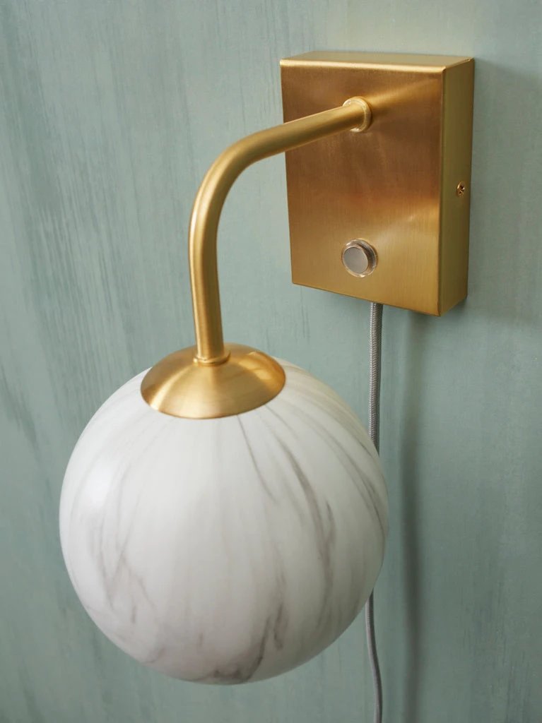 Wandlamp Carrara - Goud/Wit - 12x18x21cm by it's about RoMi