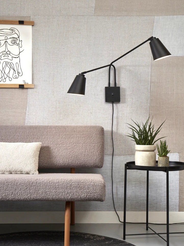 Wandlamp Bremen - Zwart - 130x49cm - 2L by it's about RoMi