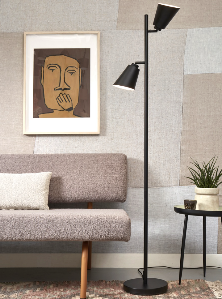 Vloerlamp ijzer Bremen 2-kap zwart by it's about RoMi