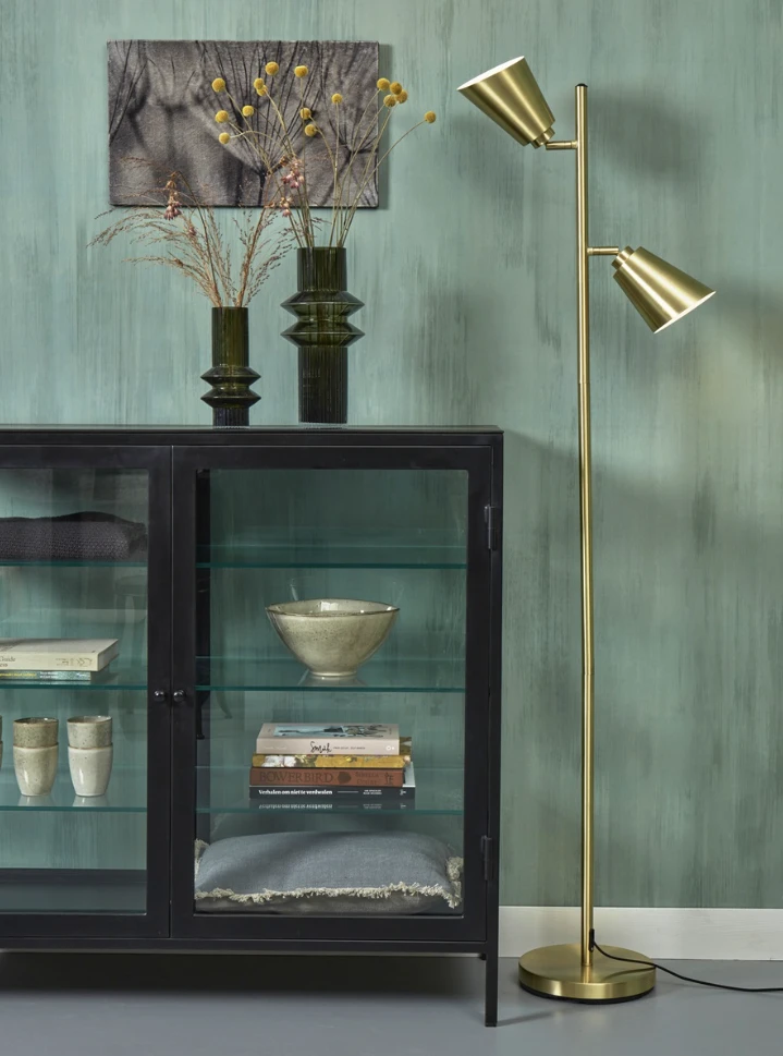 Vloerlamp ijzer Bremen 2-kap goud by it's about RoMi