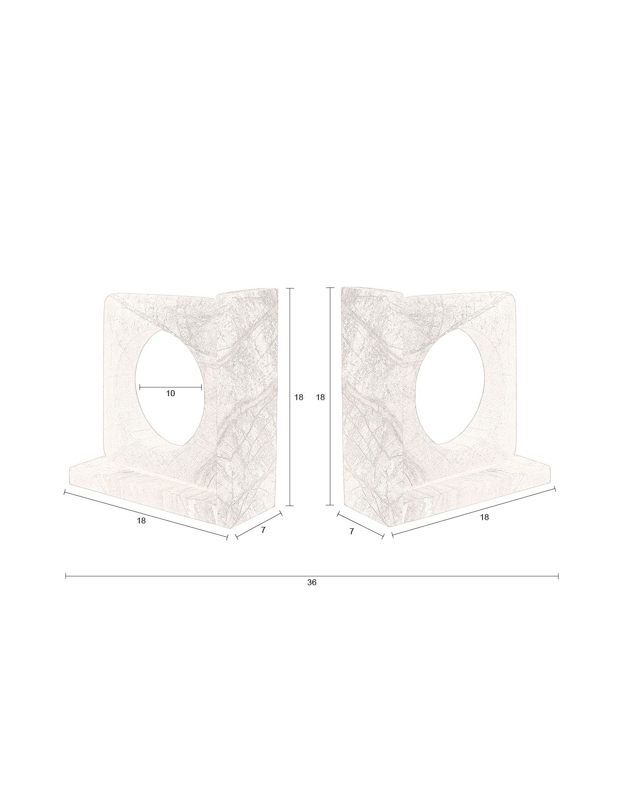 Book End Satpura Brown Marble (Set of 2)