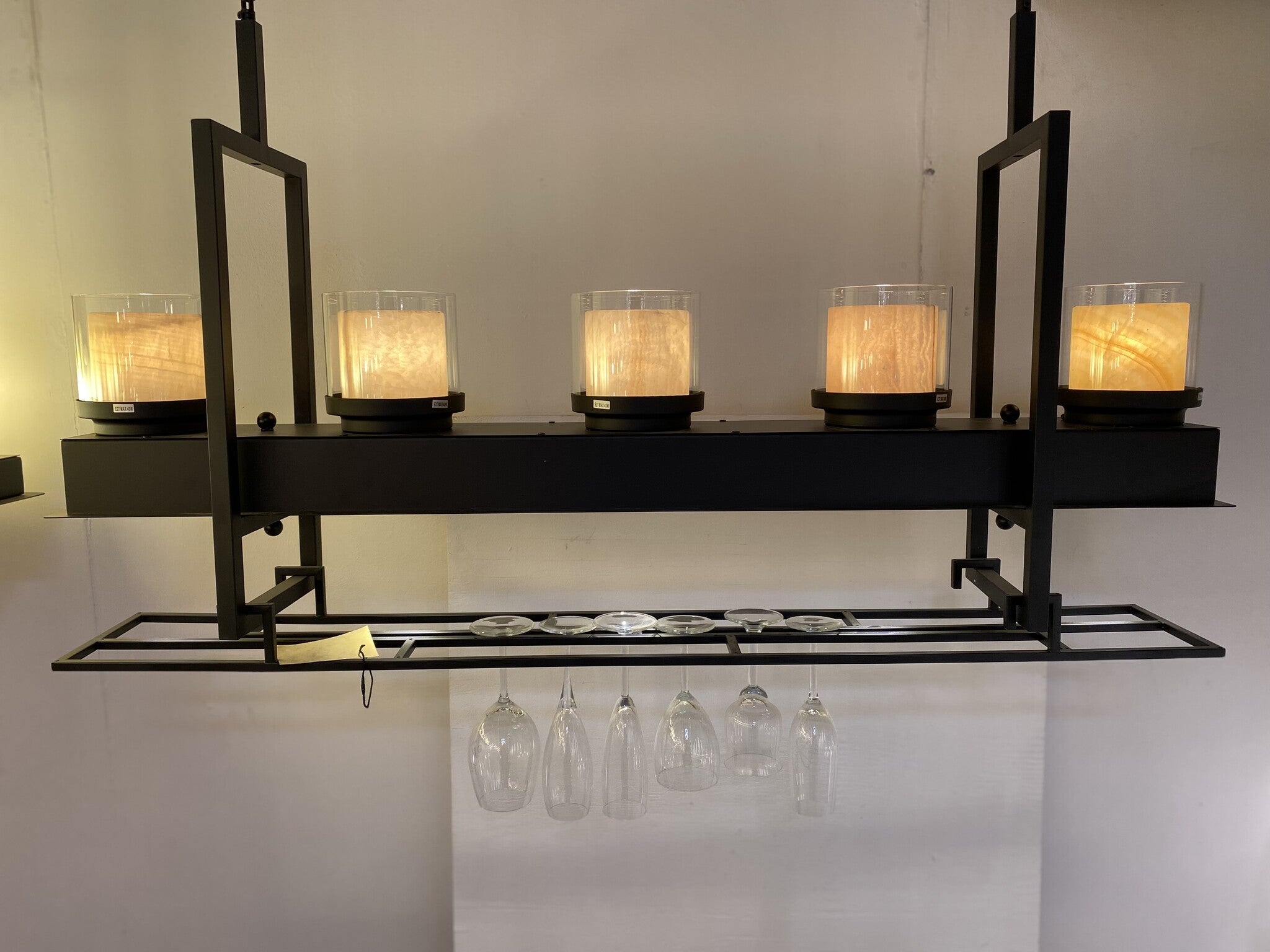 Hanglamp Albast met Wijnglazenhouder - depauwwonen