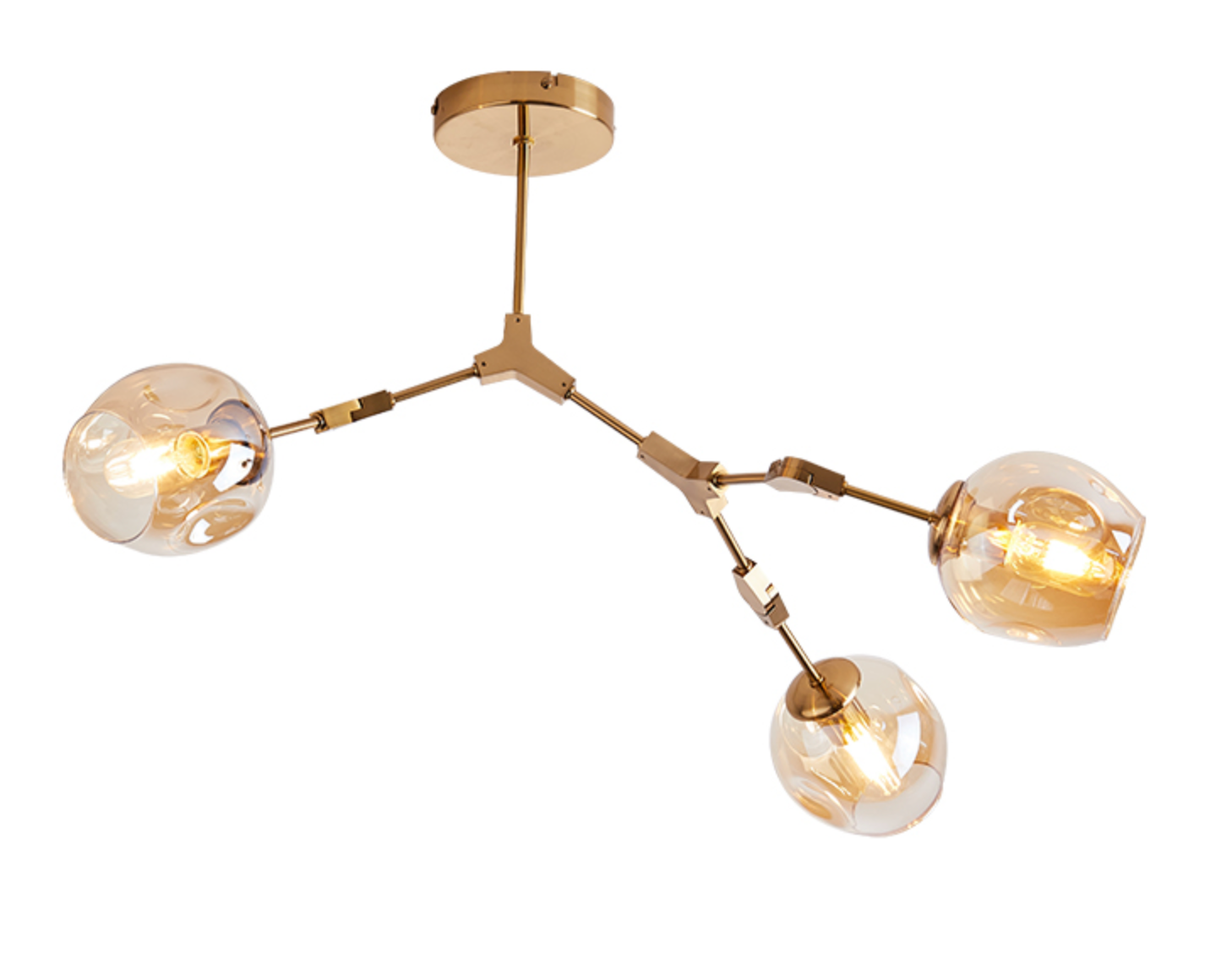 Hanglamp Graham 3L Messing Frame - 3 glas keuzes - ledlampen inclusief - depauwwonen