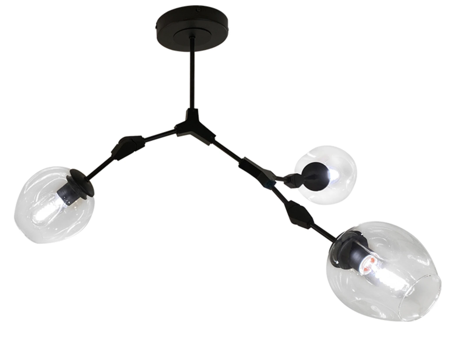 Hanglamp Graham 3L Zwart Frame - 3 glas keuzes - ledlampen inclusief by LightDesign