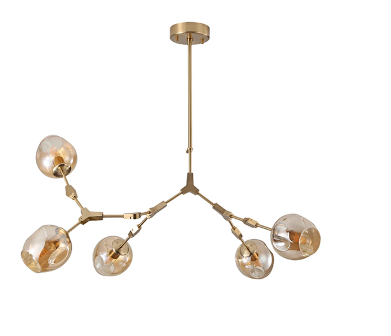 Hanglamp Graham 5L Bronze Frame - 3 glas keuzes - ledlampen inclusief by LightDesign