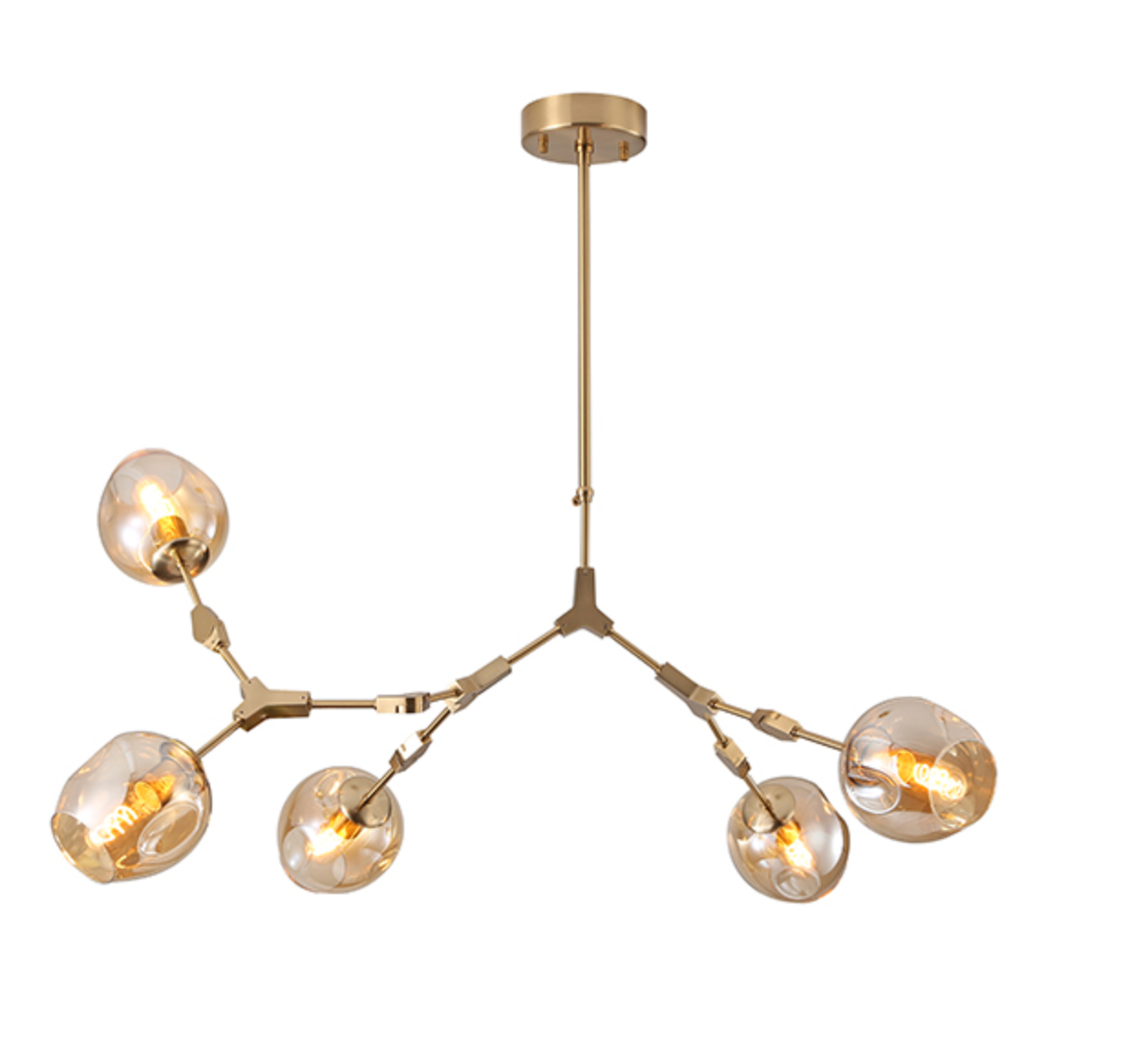 Hanglamp Graham 5L Bronze Frame - 3 glas keuzes - ledlampen inclusief - depauwwonen
