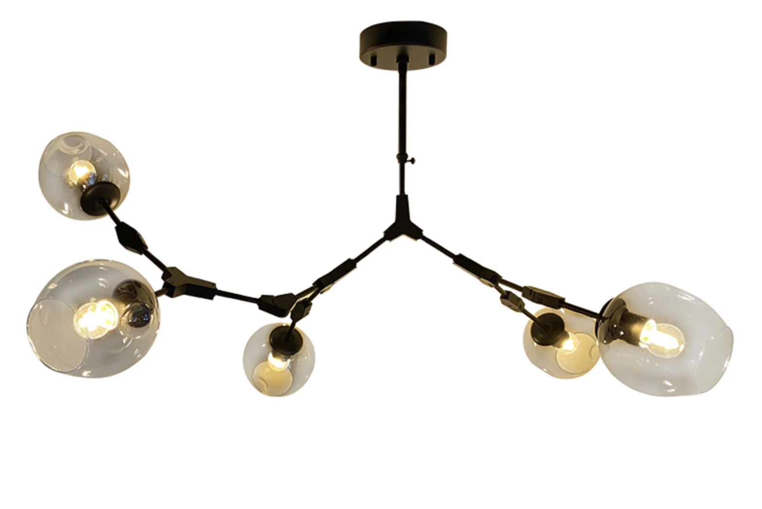 Hanglamp Graham 5L Zwart Frame - 3 glas keuzes - ledlampen inclusief by LightDesign