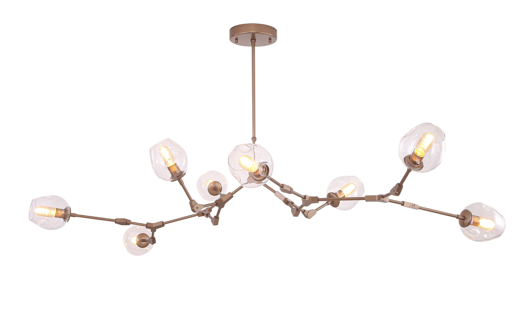 Hanglamp Graham 8L Bronze Frame - 3 glas keuzes - ledlampen inclusief - depauwwonen