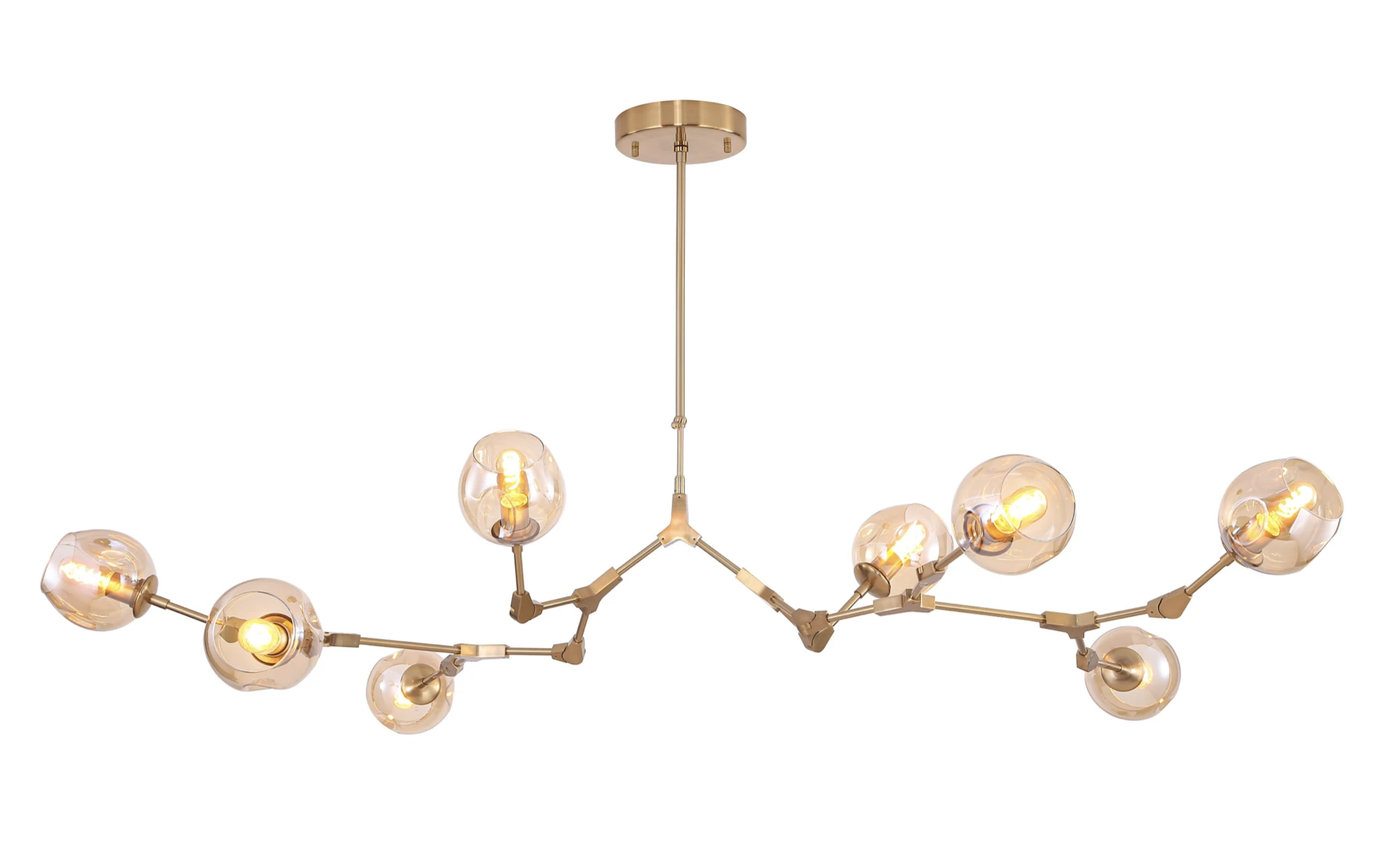 Hanglamp Graham 8L Messing Frame - 3 glas keuzes - ledlampen inclusief by LightDesign