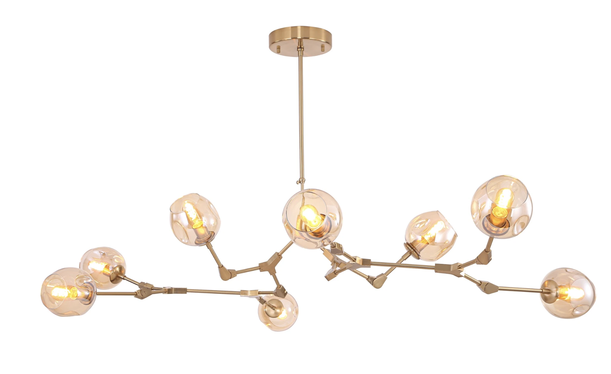 Hanglamp Graham 8L Messing Frame - 3 glas keuzes - ledlampen inclusief by LightDesign