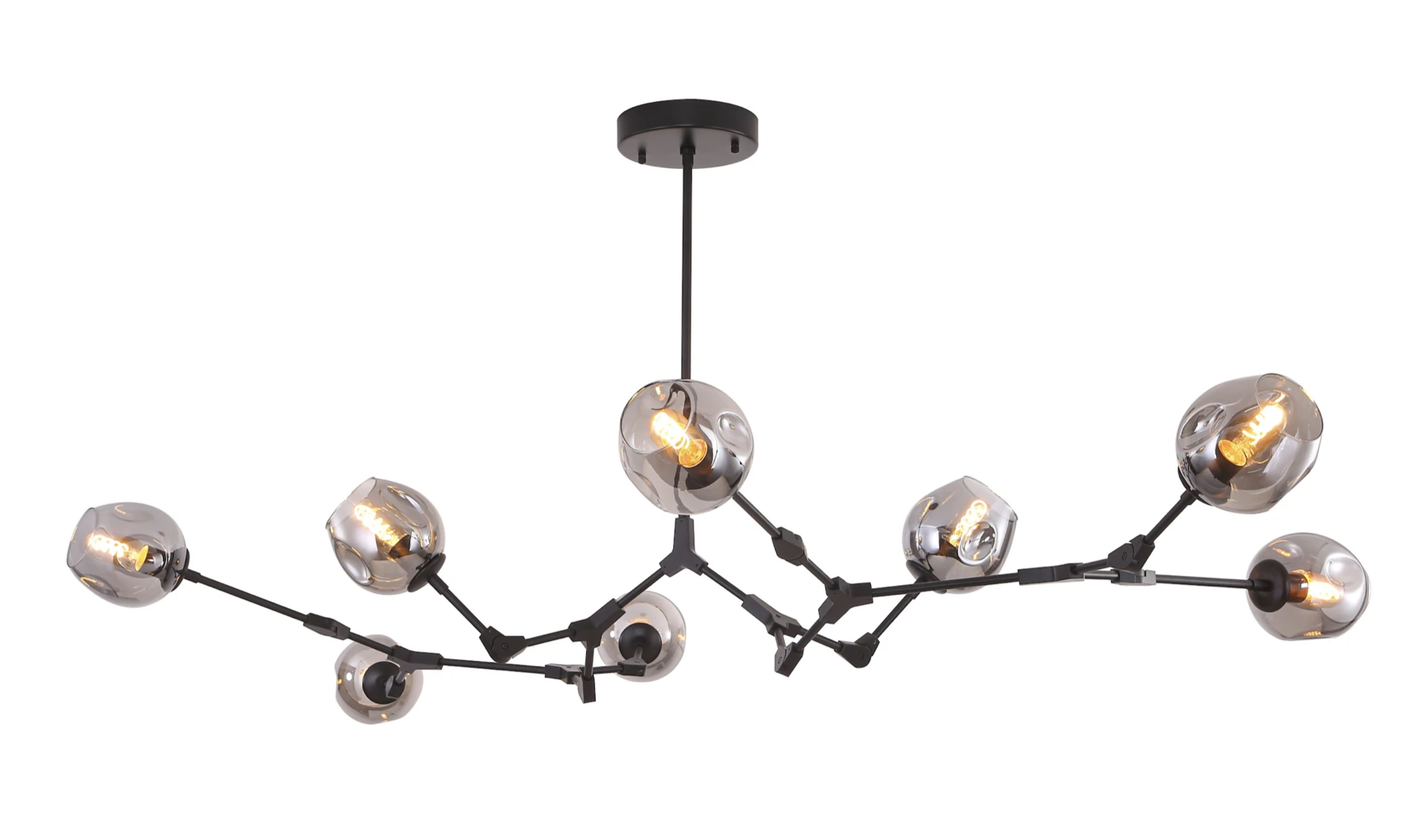 Hanglamp Graham 8L Zwart Frame - 3 glas keuzes - ledlampen inclusief by LightDesign