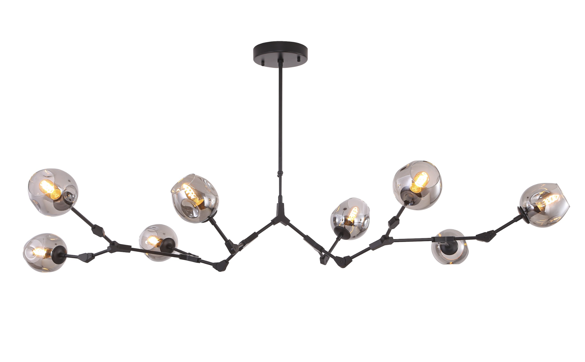 Hanglamp Graham 8L Zwart Frame - 3 glas keuzes - ledlampen inclusief - depauwwonen