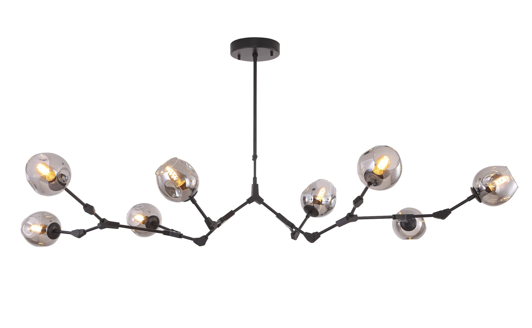 Hanglamp Graham 8L Zwart Frame - 3 glas keuzes - ledlampen inclusief by LightDesign