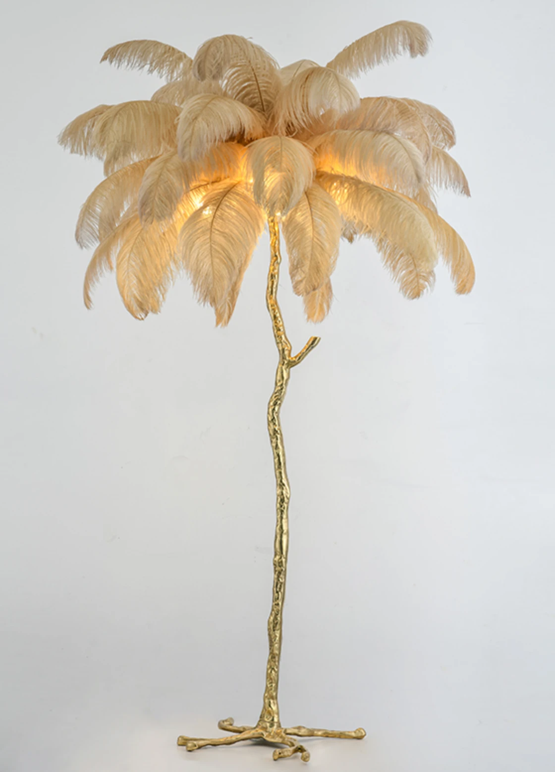 Vloerlamp Ostrich Feather Copper - Camel - ledlampen inclusief by LightDesign