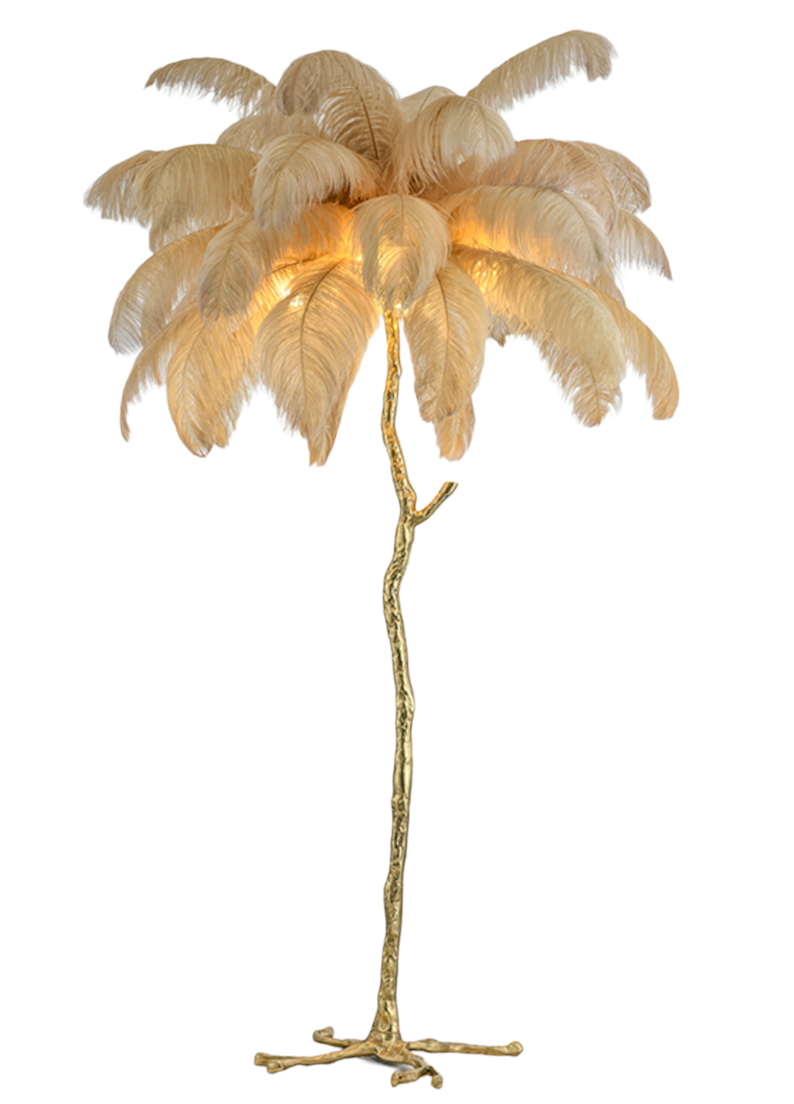 Vloerlamp Ostrich Feather Copper - Camel - ledlampen inclusief - depauwwonen