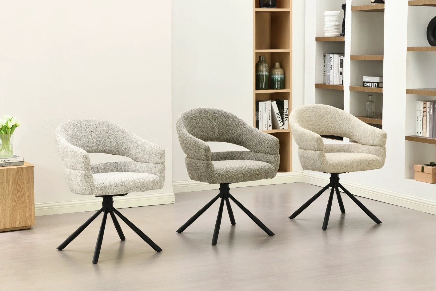 Draai-eetkamerstoel Linn Taupe (set van 2) by Livingfurn