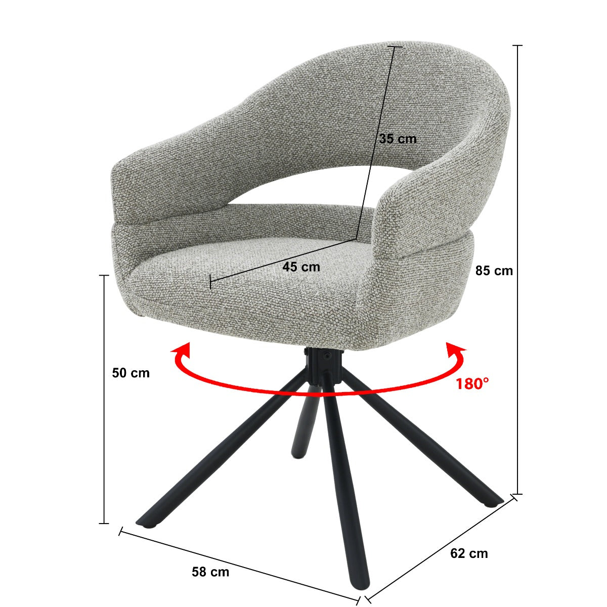 Draai-eetkamerstoel Linn Taupe - depauwwonen