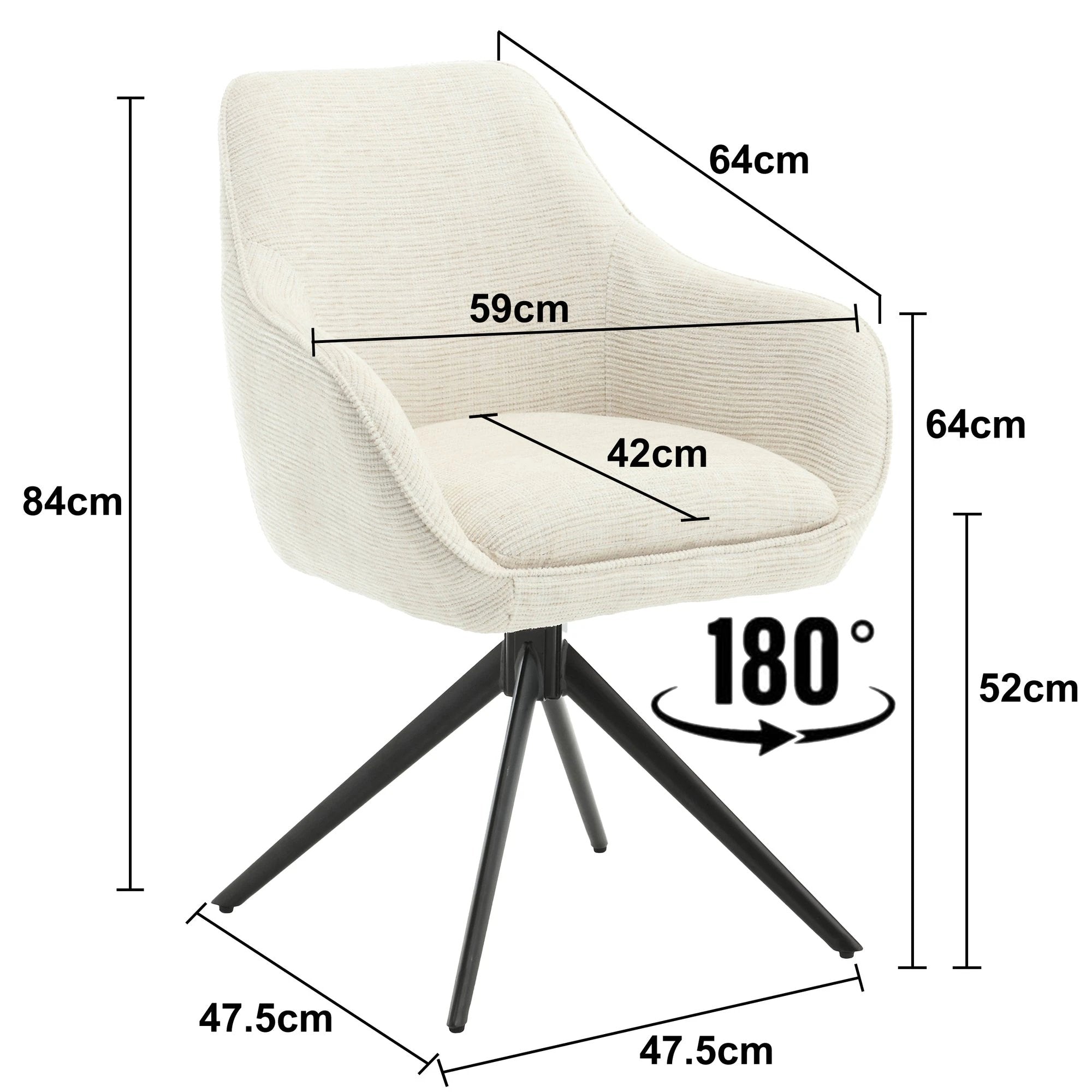 Draai-eetkamerstoel Thomas Zand (set van 2) by Livingfurn