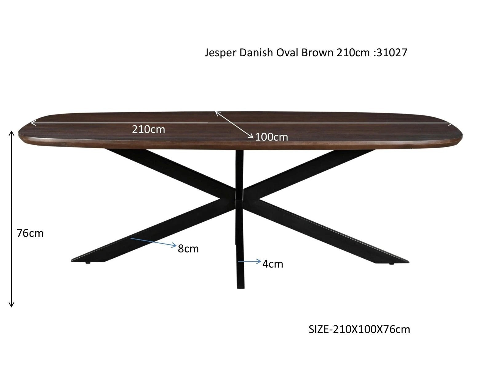 Eettafel Jesper Deens Ovaal Bruin 210cm by Livingfurn