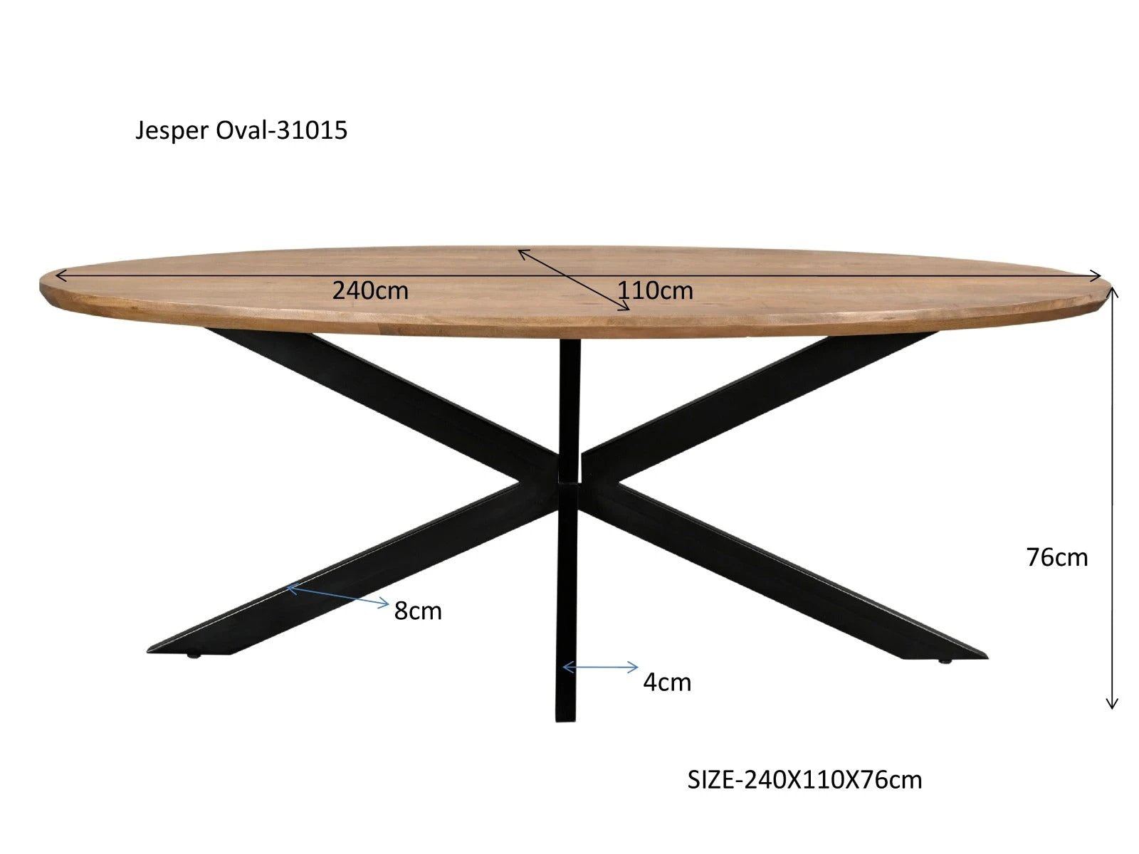 Eettafel Jesper Ovaal 240 cm by Livingfurn
