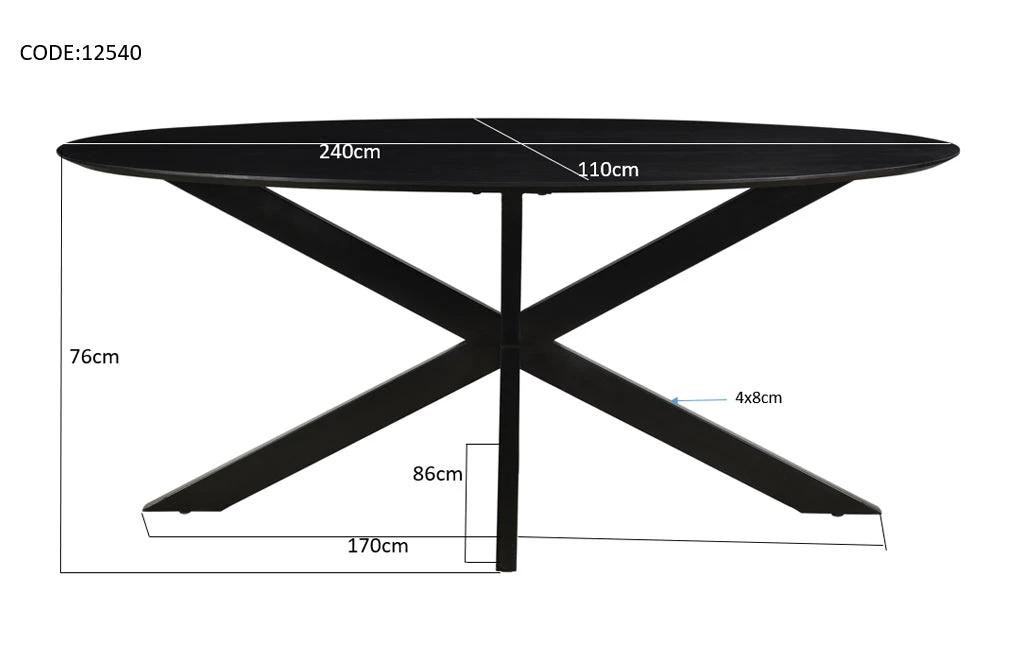 Eettafel Oslo Zwart Ovaal 240 cm by Livingfurn