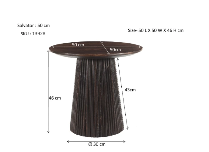 Bijzettafel Salvator Walnut 50cm by Livingfurn